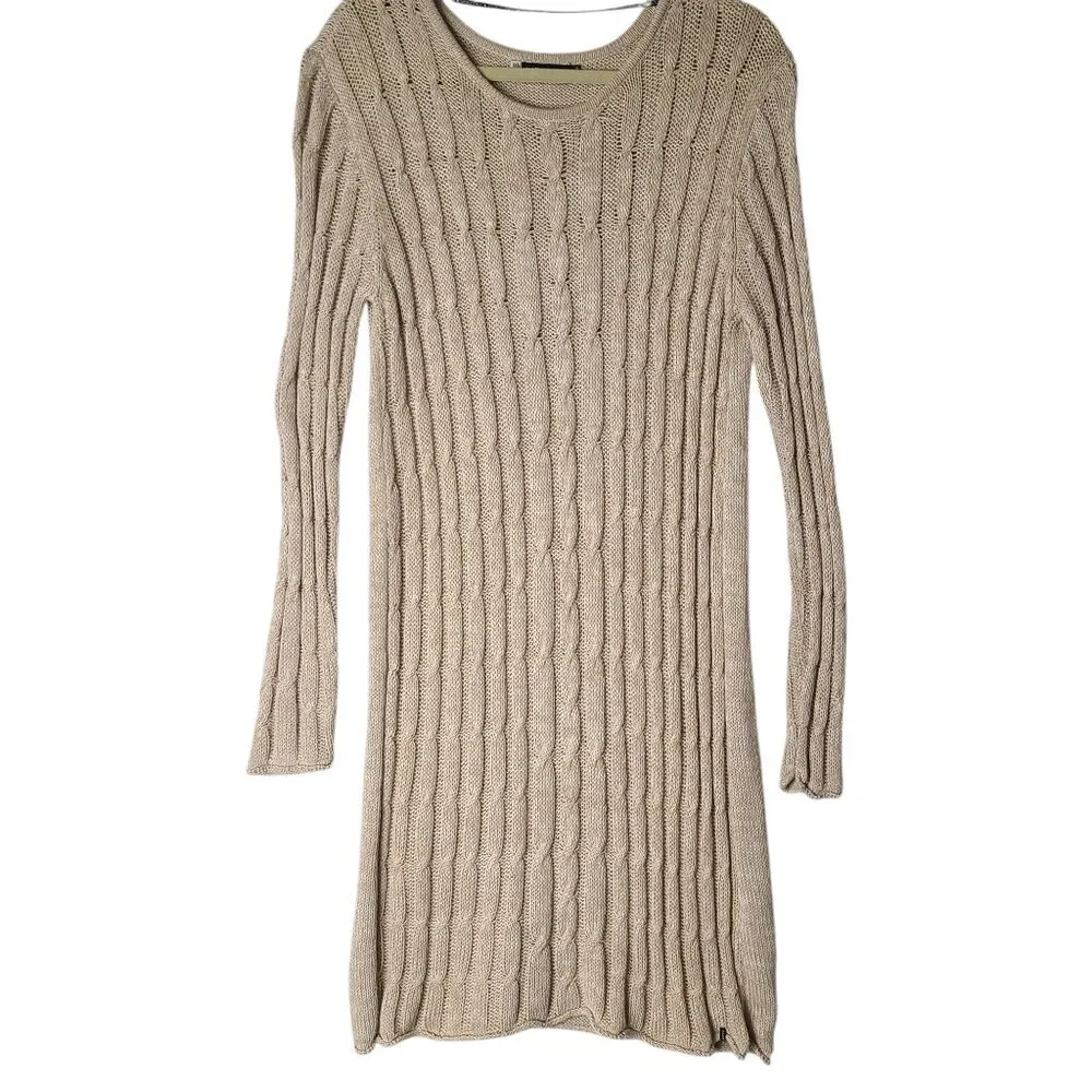 Volcom Cable Knit Beige Sweater Dress Woman's Size Medium/12 - Picture 2 of 11